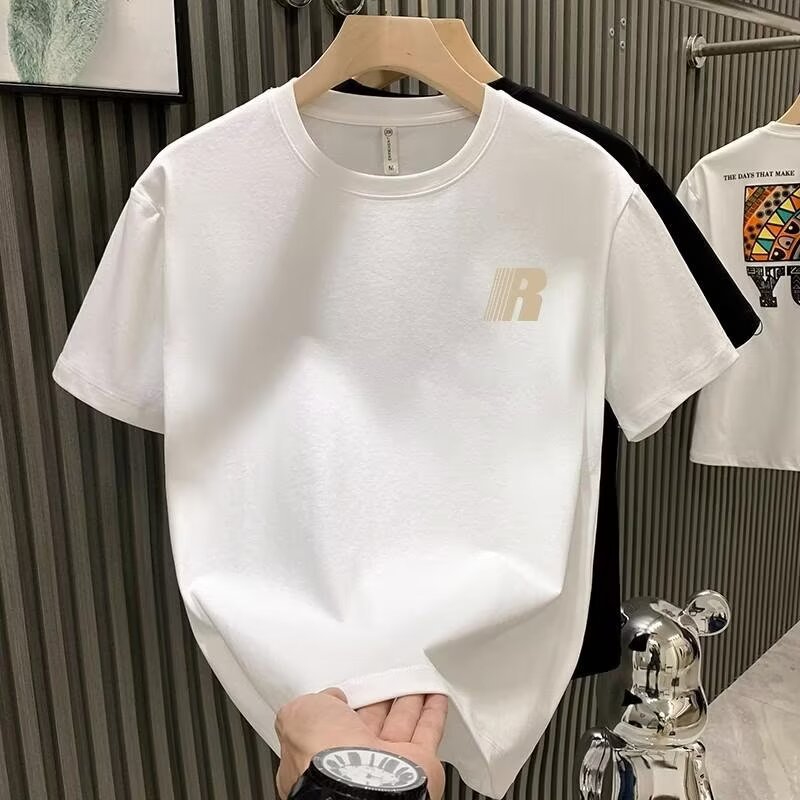 free shipping for man A trendy brand of pure cotton men's printed short-sleeved T-shirt, a new summer fashion and versatile round-neck T-shirt at