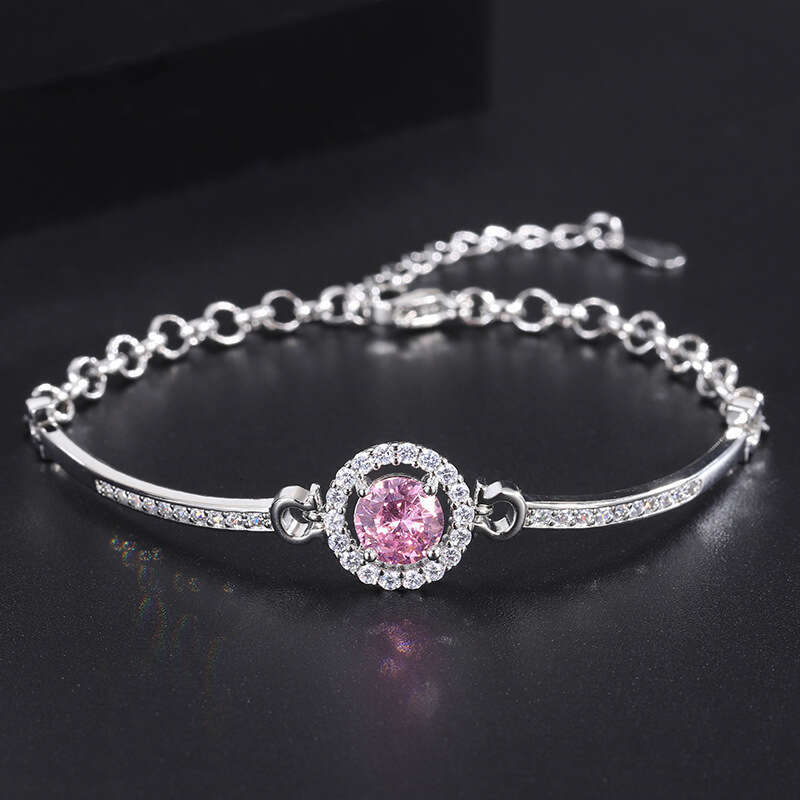 Pink Zircon Heart Beating Bracelet Bangle 2022 Qixi Festival Gift For Girlfriend Necklace Pendant Trendy Earrings Dfc