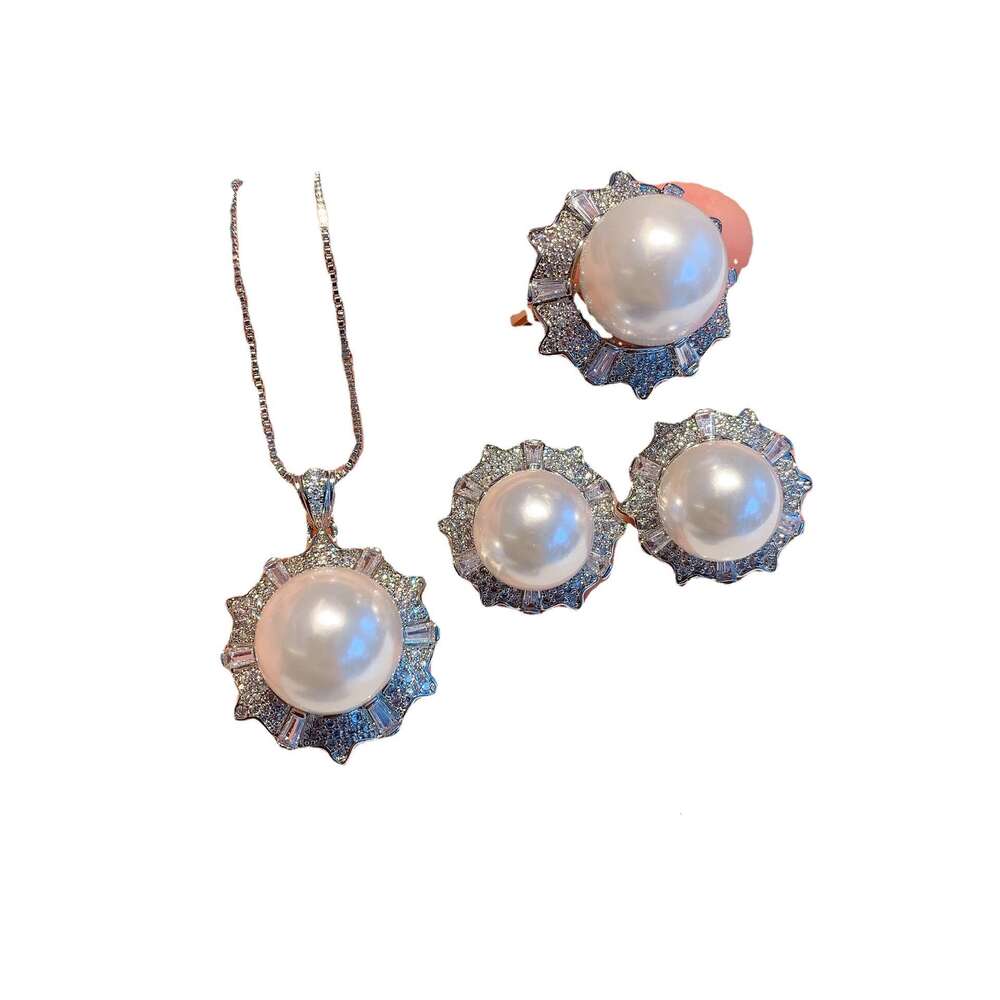 Douyin Live Australian Mother-Of-Pearl Pearl Set Pendant Ring Earrings For Women Fe8