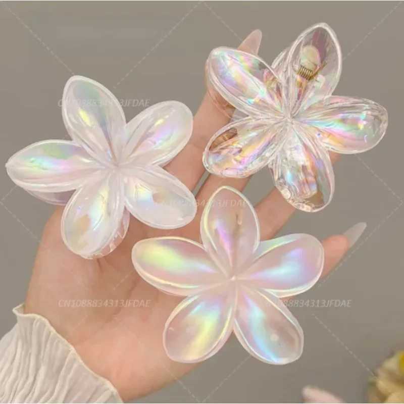 Beautiful Gradient Flower Hair Accessories Set Beach Style Hairpins Flower Claw Clips Summer Flower Hairpins Hawaiian Style Y250707