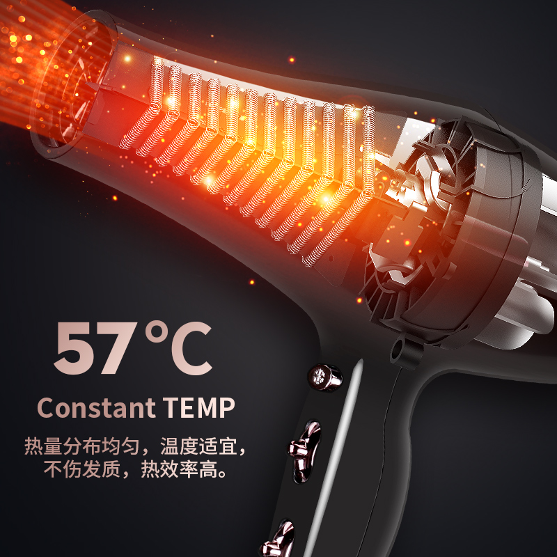 Professional Hair Salon Hair Dryer 3000W High-Power Strong Wind Speed Dry Blue Light Ion Mute Home Salon Hair Styling Tool