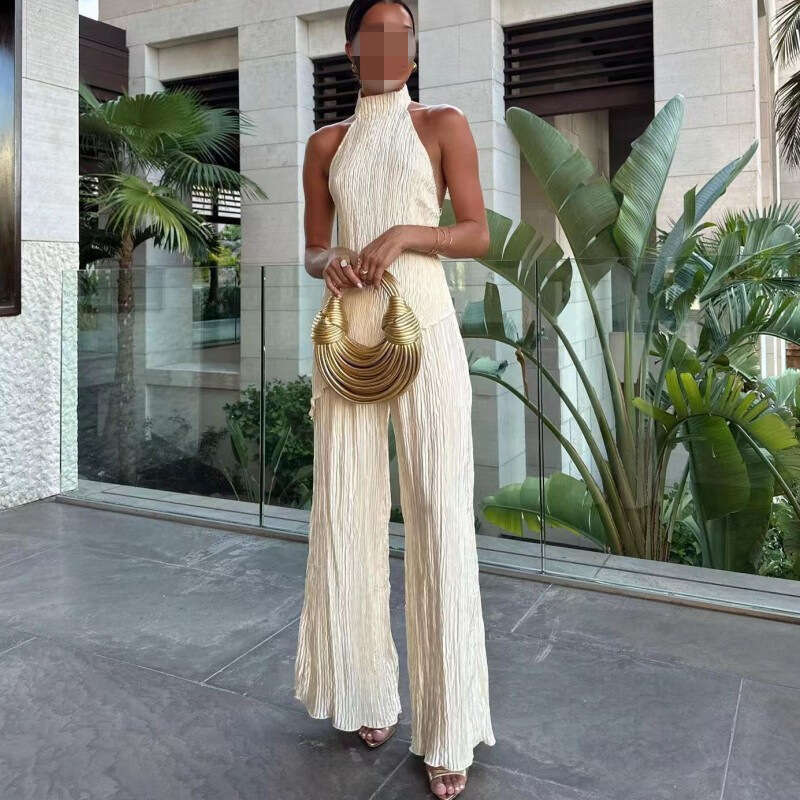 Fashion Women's Irregular Top Casual Wide-Leg Elegant Sexy Long Pants Set For Women B5