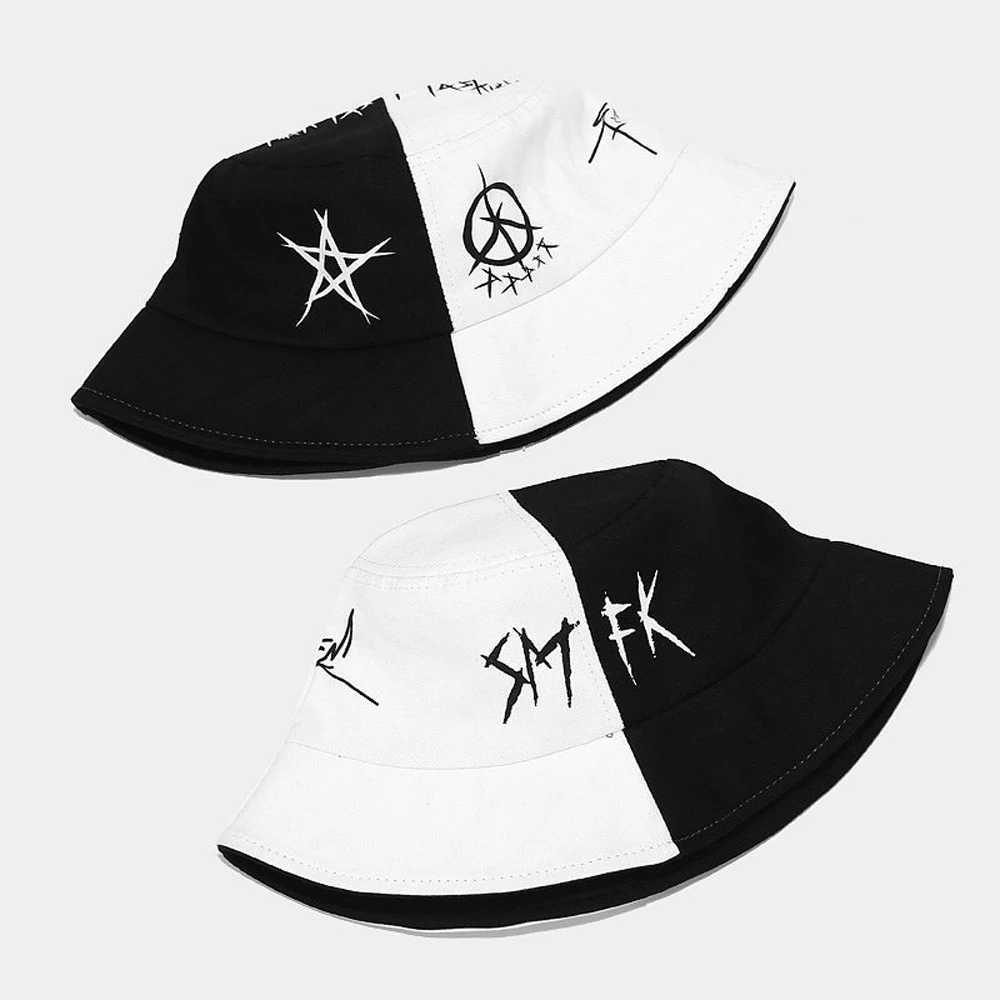 Summer Cotton Bucket Hat Patchwork Graffiti Men Women Outdoor Hip Hop Foldable Bob Fisherman Cap Casual Travel Panama Hats Y250707