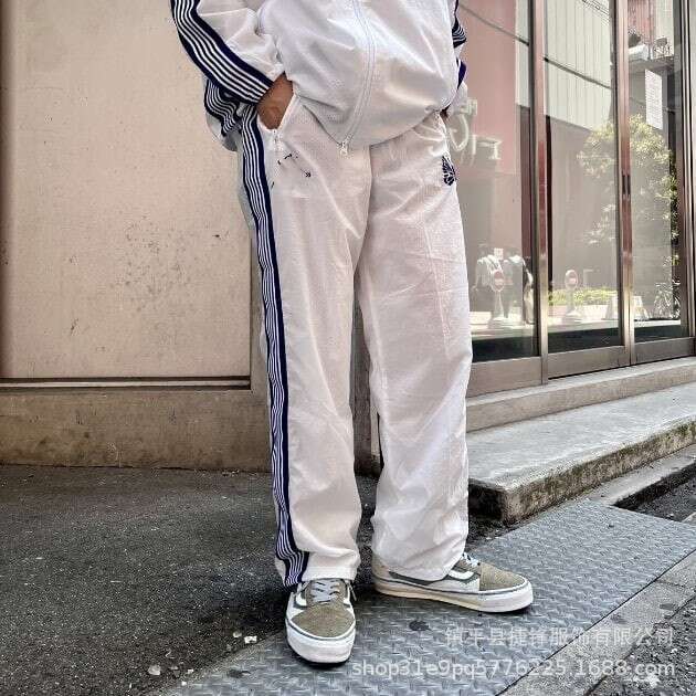 Summer New Long Pants and Sports Set Color Block Loose Casual Zipper Jacket