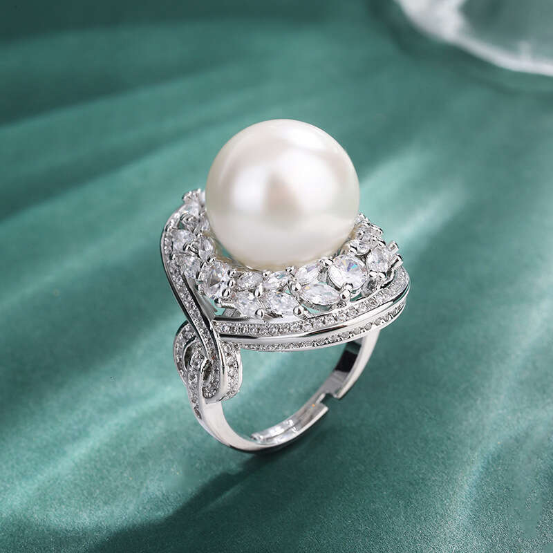 Tiktok Ring Jewelry Imitation Natural Australian White South Sea Pearl Luxurious Evening Party Women's Style 331