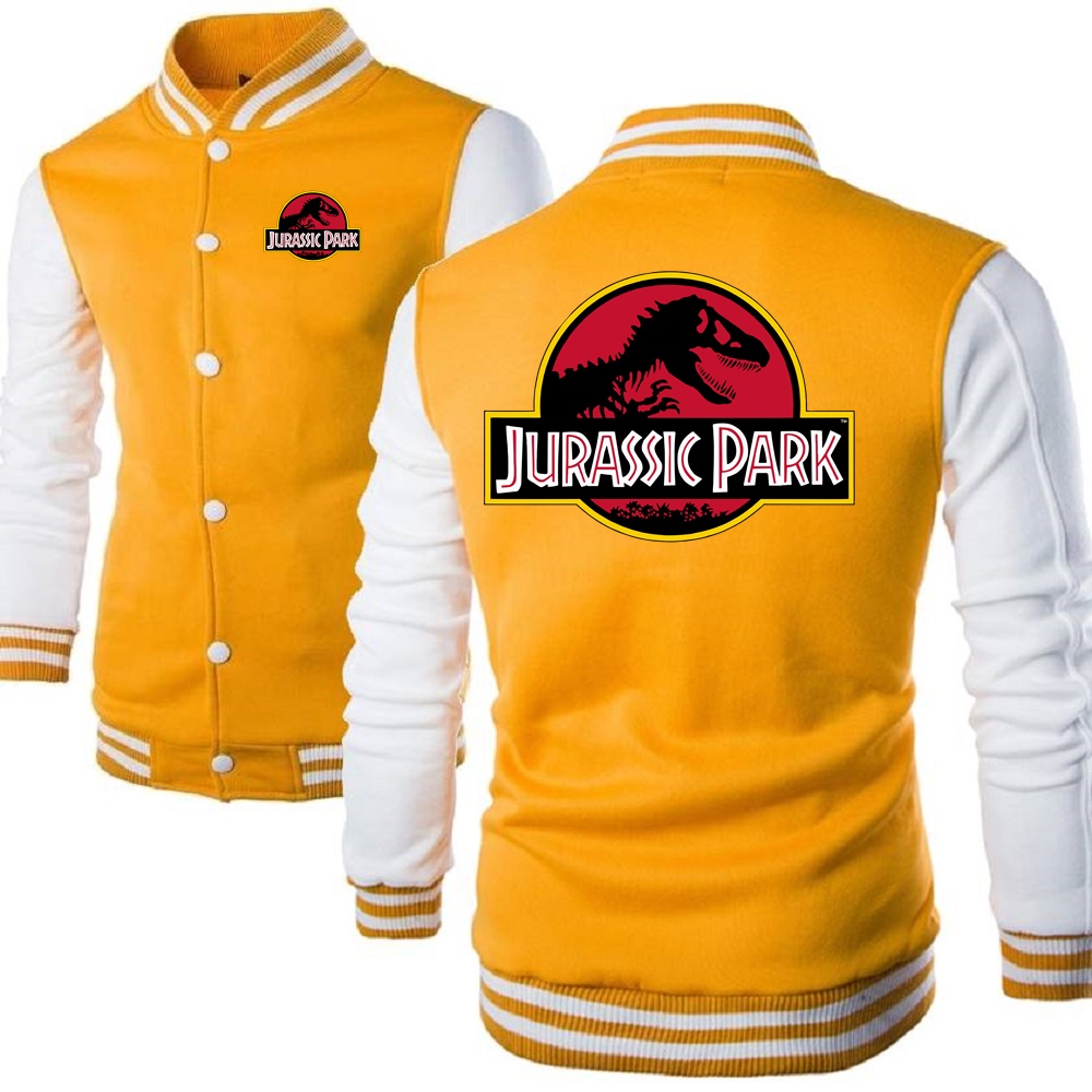 Men Women Baseball Jacket Coats Dinosaur World Sweatshirt JURASSIC PARK Print Baseball Uniforms Couple Cardigan Clothes Tops