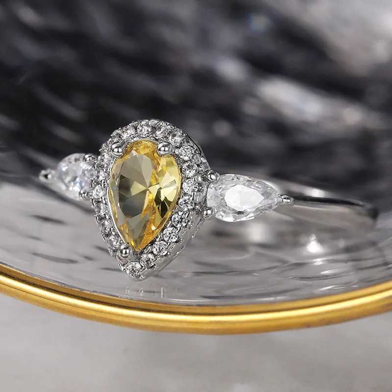 925 Sterling Silver Wedding Ring For Women Luxury Yellow Pink Zircon Gemstone Rings Fine Jewelry Wholesale XJ250707