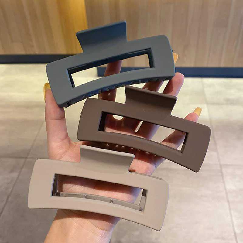 Simple Square Geometric Frosted Hair Claws Clamps Acetate Hairpins Women Hollow Out Ponytail Clips Makeup Styling Tools Headwear Y250707