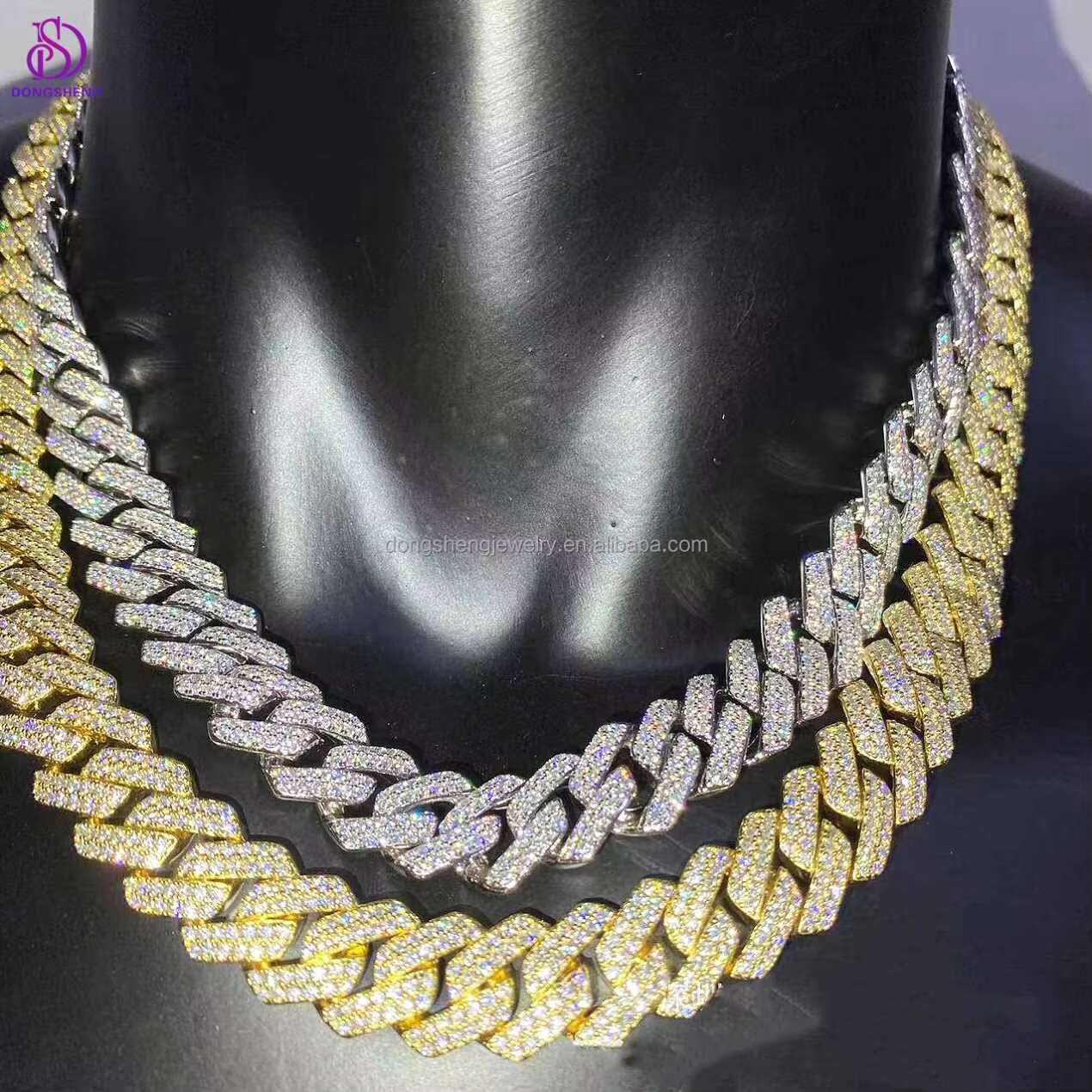 Various Specifications China Wholesale 10K Gold Cuban 12Mm Chain Moissanite
