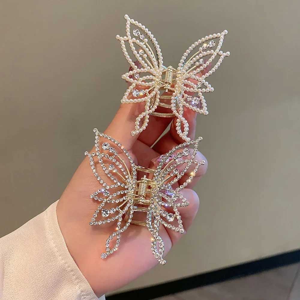 Fashion Metal Openwork Hair Claw Butterfly Clips for Women Girls Elegant Ponytail Clip Vintage Pin Accessories Y250707