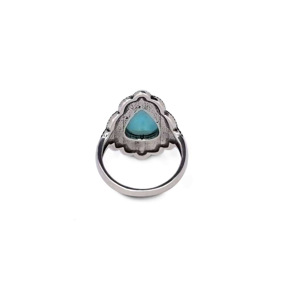 Secondhand Silver Turquoise Natural Stone Ring Women's Gift Boutique Jewelry Clearance