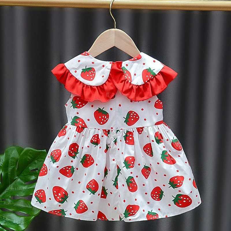 2-Piece Set Girls Dress Bag Summer Little Girl Big Collar Full of Strawberry Dot Printed Princess Dress R250707