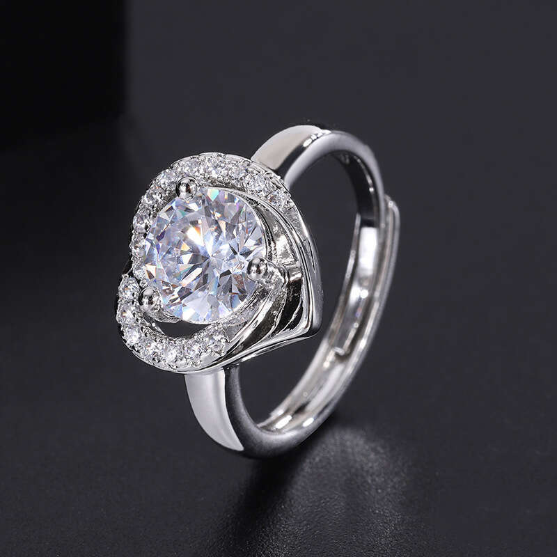 Clearance Sale Tiktok Live Simple S Sier Needle Zircon Earrings Ring Pendant Jewelry Three-Piece Set A9a