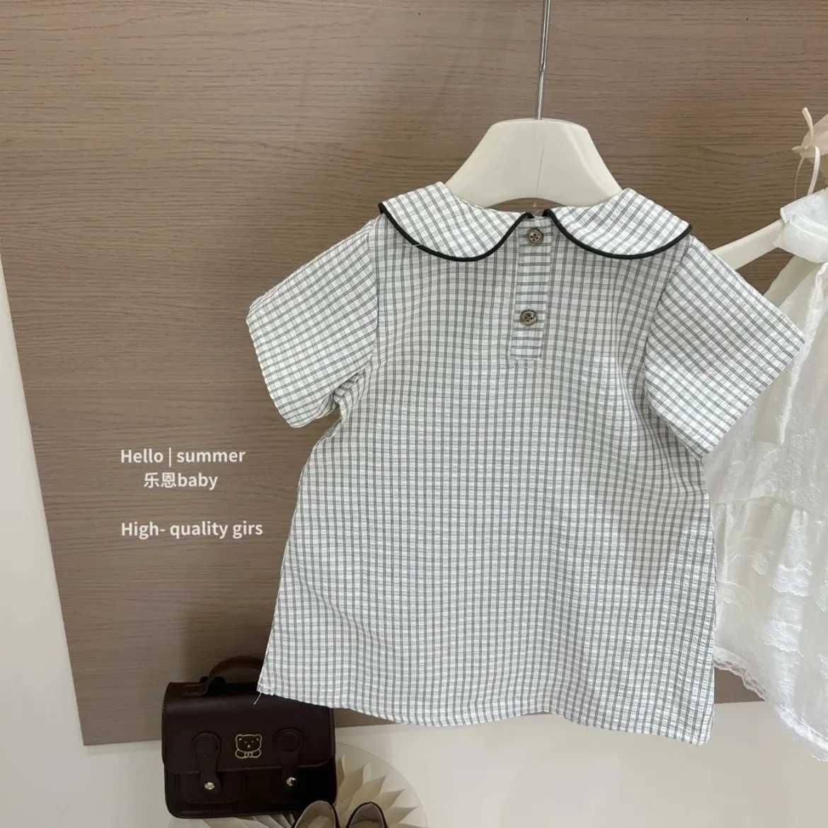 2025 Summer New Girls Baby Girls Cotton Plaid Lapel Shirt Dress Girls Dresses R250707