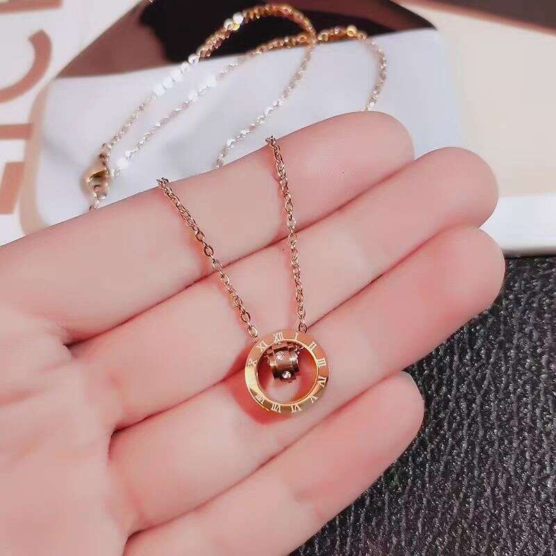 DHcollections Women New Model Roman Turntable Light Niche Clavicle High-end Sense Neck Chain Titanium Steel Necklace