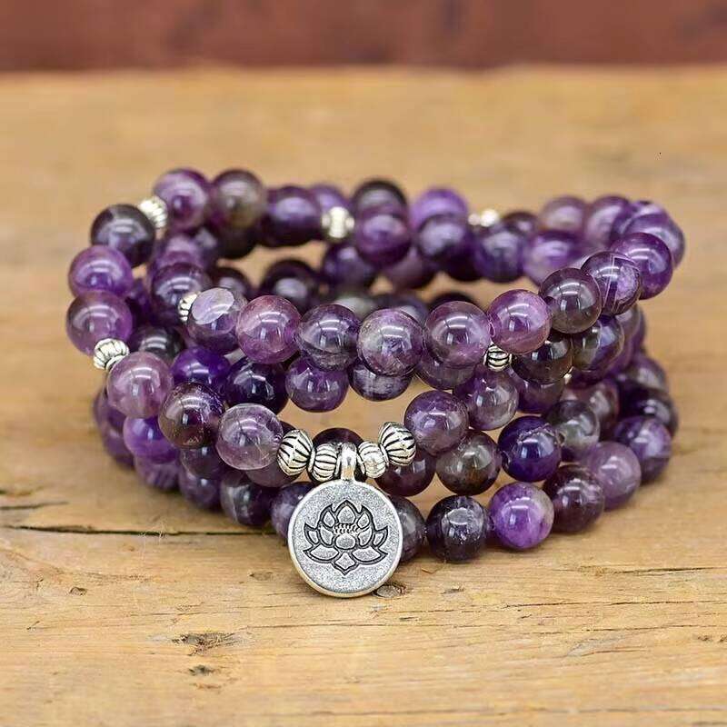 Hot Sale Mala Beads 108 Amethyst Accessories Lotus Necklace Bracelet
