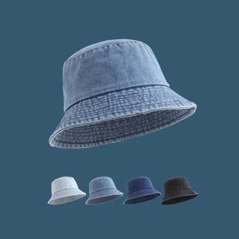 Womens Washed Denim Bucket Hat Spring Summer Fashion Unisex Casual Trendy Fisherman Cap Men Sunshade Breathable Korean Style Y250707