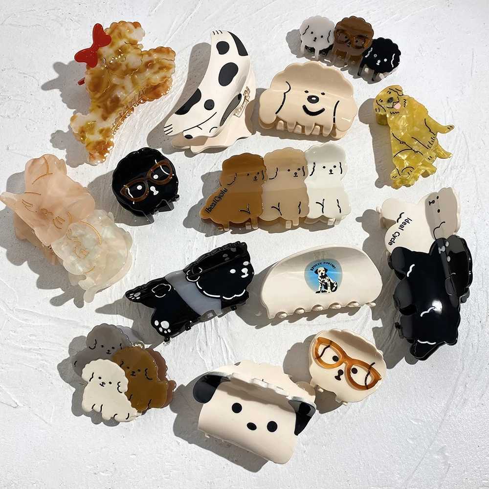 Cute Acetate Speckle Teddy Dog Animal Crab Hair Claw Clip For Women Girls Creative Funny Hairpin Barrettes Hair Accessories Z250707