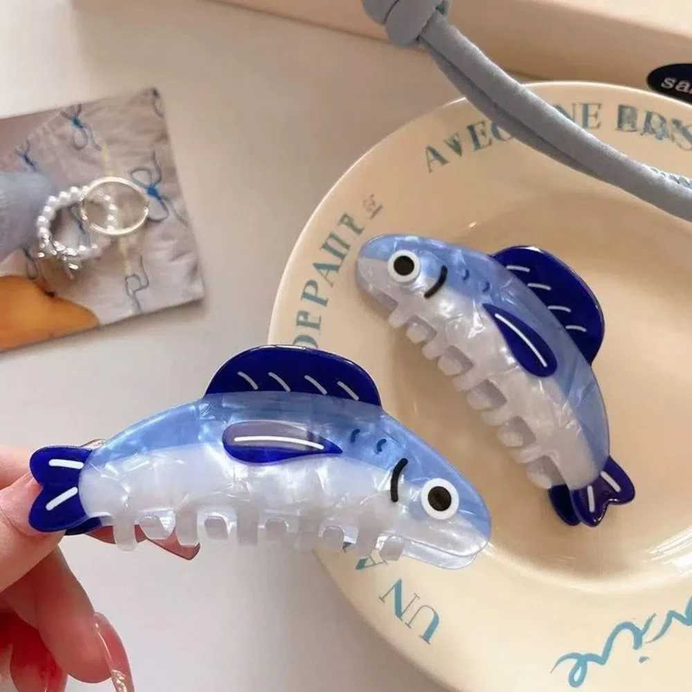 Cute Sardines Hair Claw Clip Cartoon Non Slip Hairpin Lightweight Acetate Hair Barrettes Women Z250707