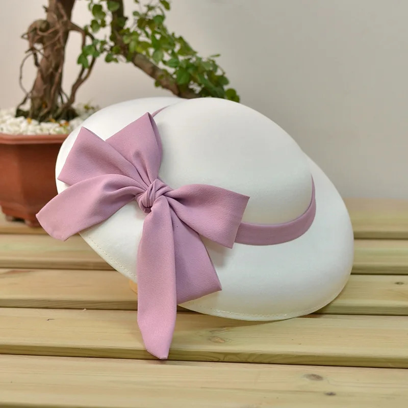Women French Style Elegant Bucket Hat Retro Classic Bow Bridal Wedding Hats Headdress Fedora Dinner Party Church Hats 250707