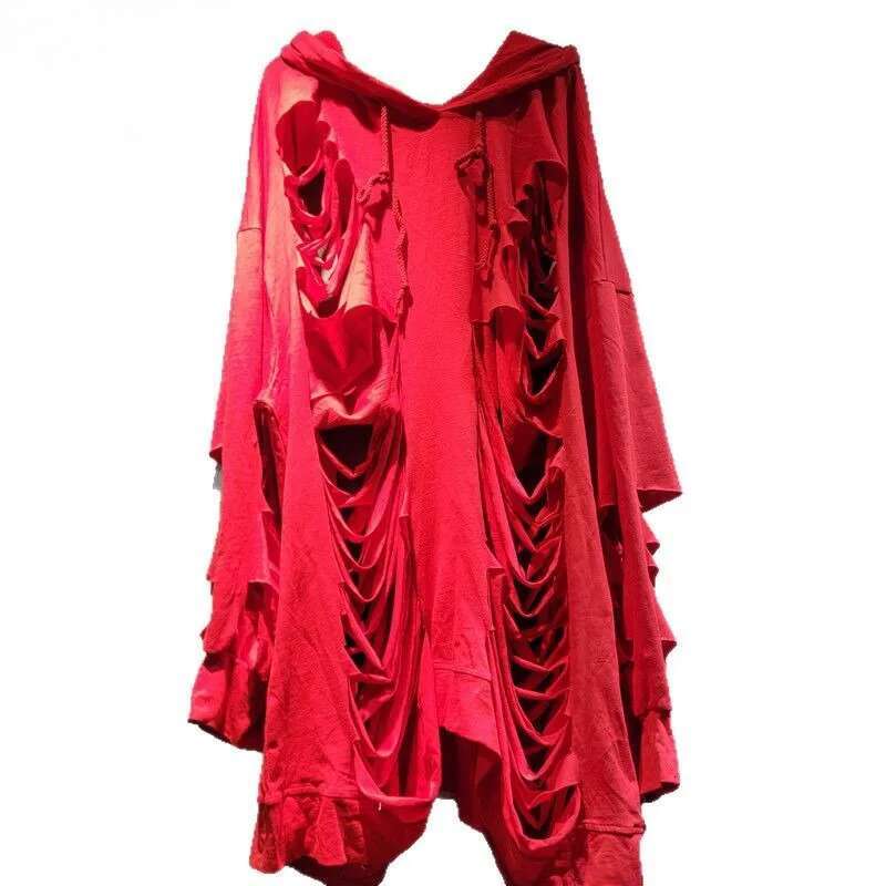 Fashion Women's Solid Color Hollow Out Design Loose Hooded Sweater Summer Trendy Long Sleeves Tops Female