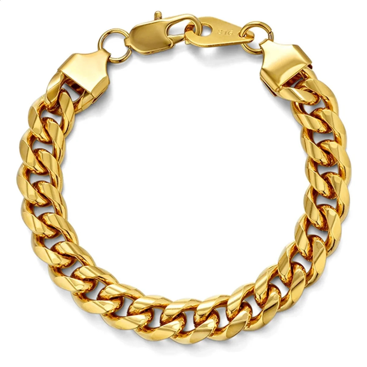 10mm Punk Miami Cuban Link Chain Bracelet for Men Gold Silver Color Stainless Steel Heavy Hand Chains Mens Jewelry Gift 250707