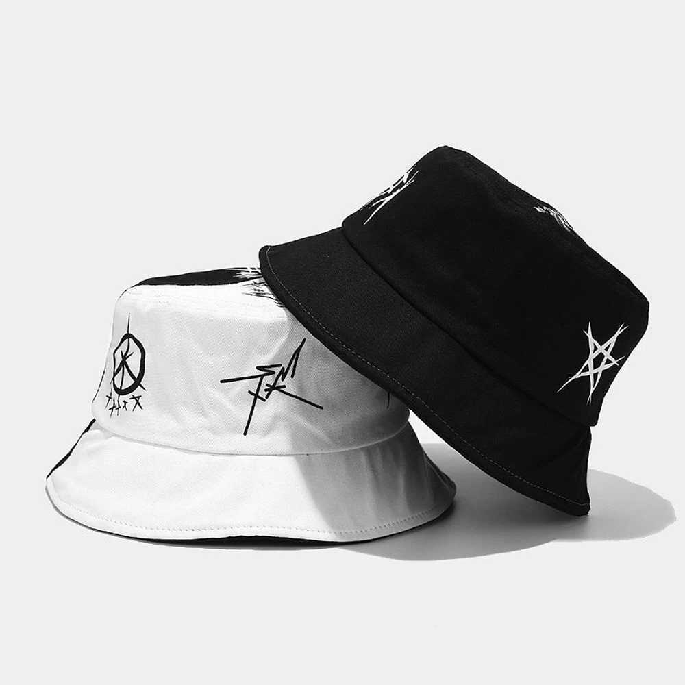 Summer Cotton Bucket Hat Patchwork Graffiti Men Women Outdoor Hip Hop Foldable Bob Fisherman Cap Casual Travel Panama Hats Y250707