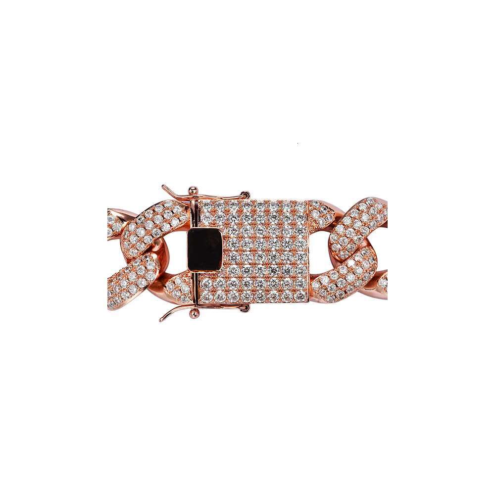 Classic Hip Hop Jewelry 30mm Iec Out Vvs Moissanite Gold Plated 925 Sterling Silver Miami Cuban Link Bracelets for Men