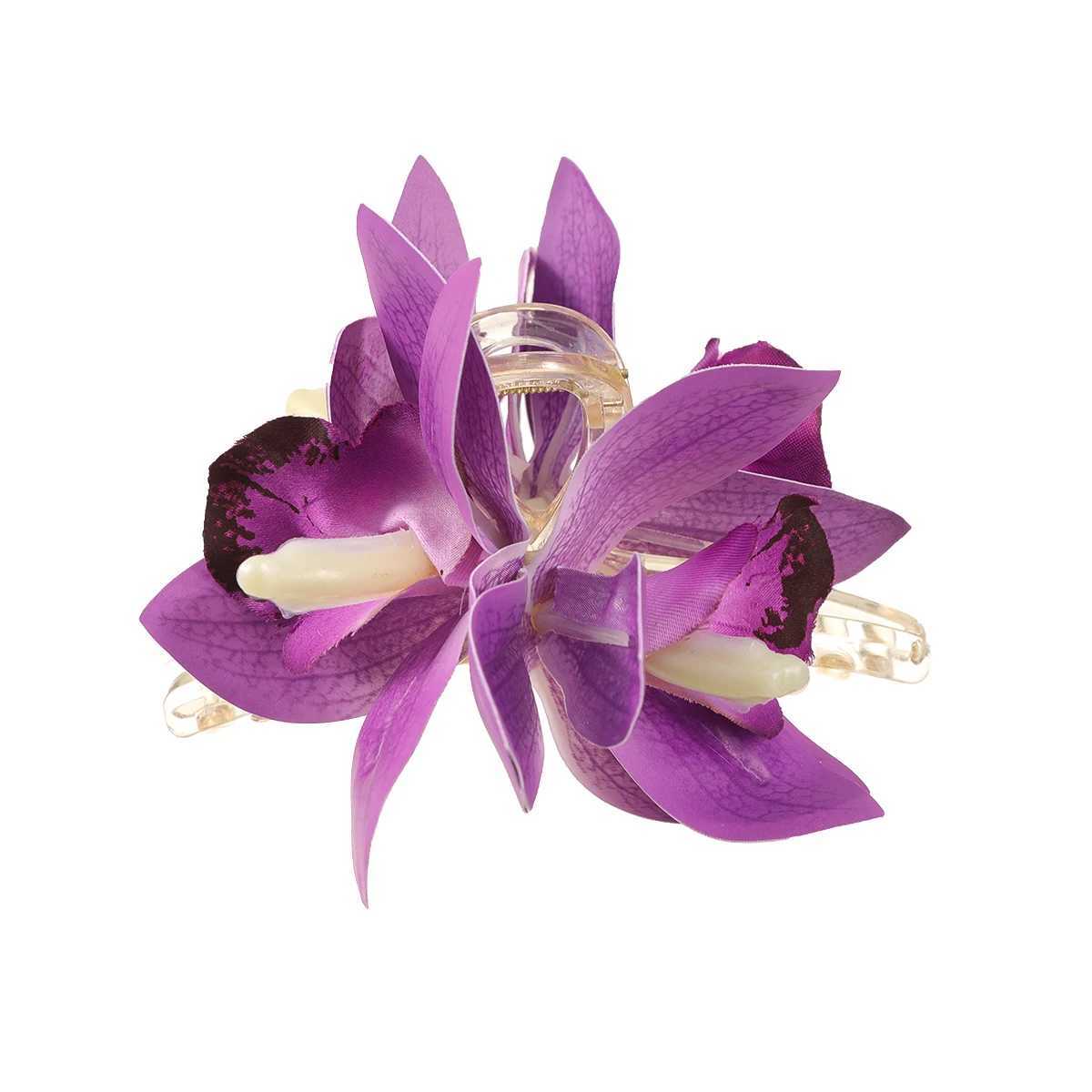 Small Hair Clip Orchid Flower Hair Claws Headwear Women Fashion Retro Shark Clips Hairpin Hair Accessories Y250707