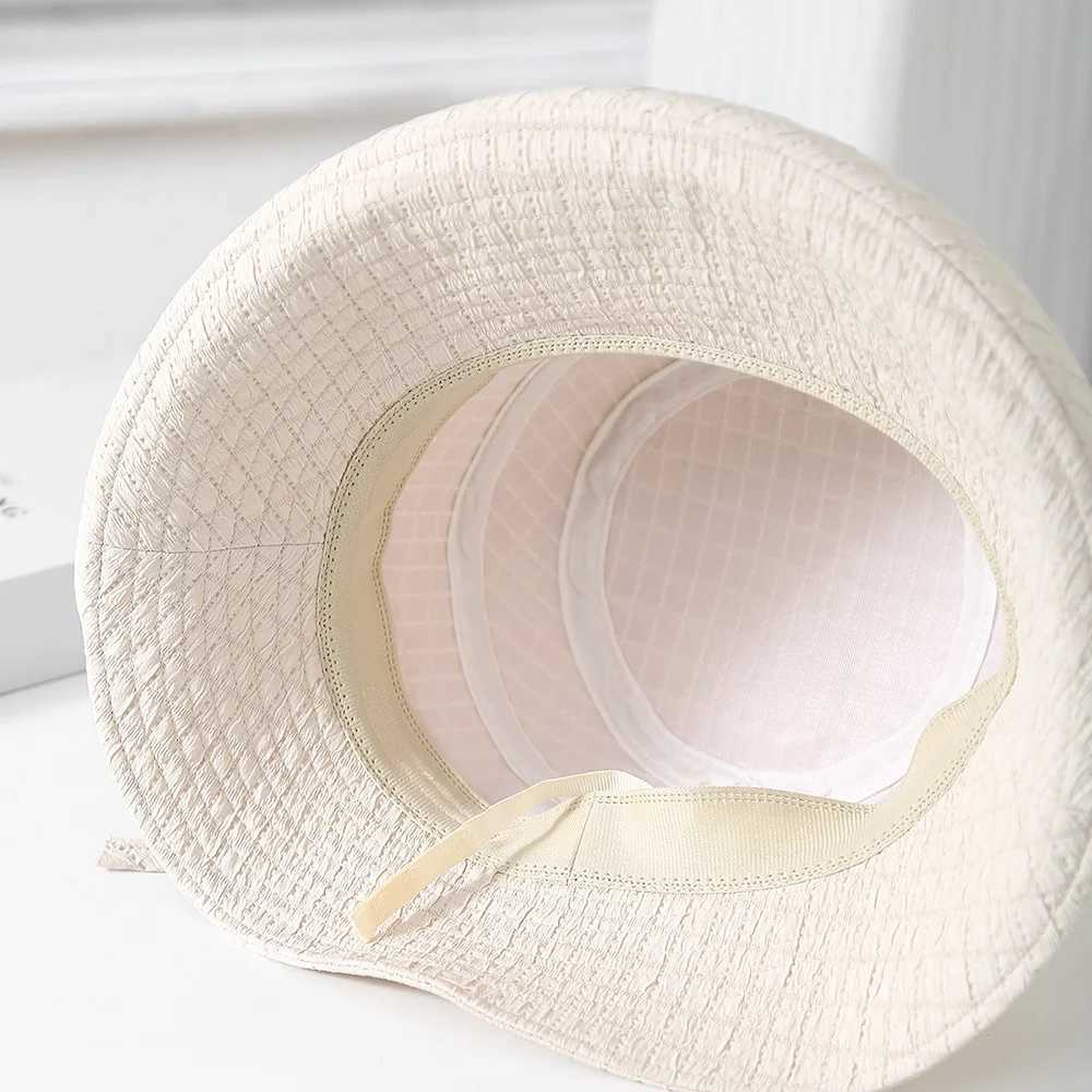 Womens Bucket Hat Elegant Lady Fisherman Cap With Bow Wide Brimmed Spring Summer Hats For Women Foldable Cloth Sunhat New Y250707