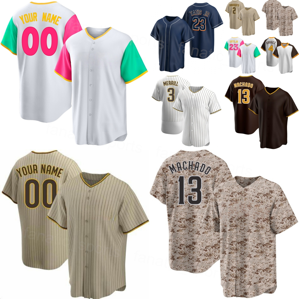 City Connect 2025 2026 Baseball 4 Luis Arraez Jersey 2 Xander Bogaerts 30 Gavin Sheets 3 Jackson Merrill 13 Manny Machado 23 Fernando Tatis Jr Cool Base Sport JiaoShi