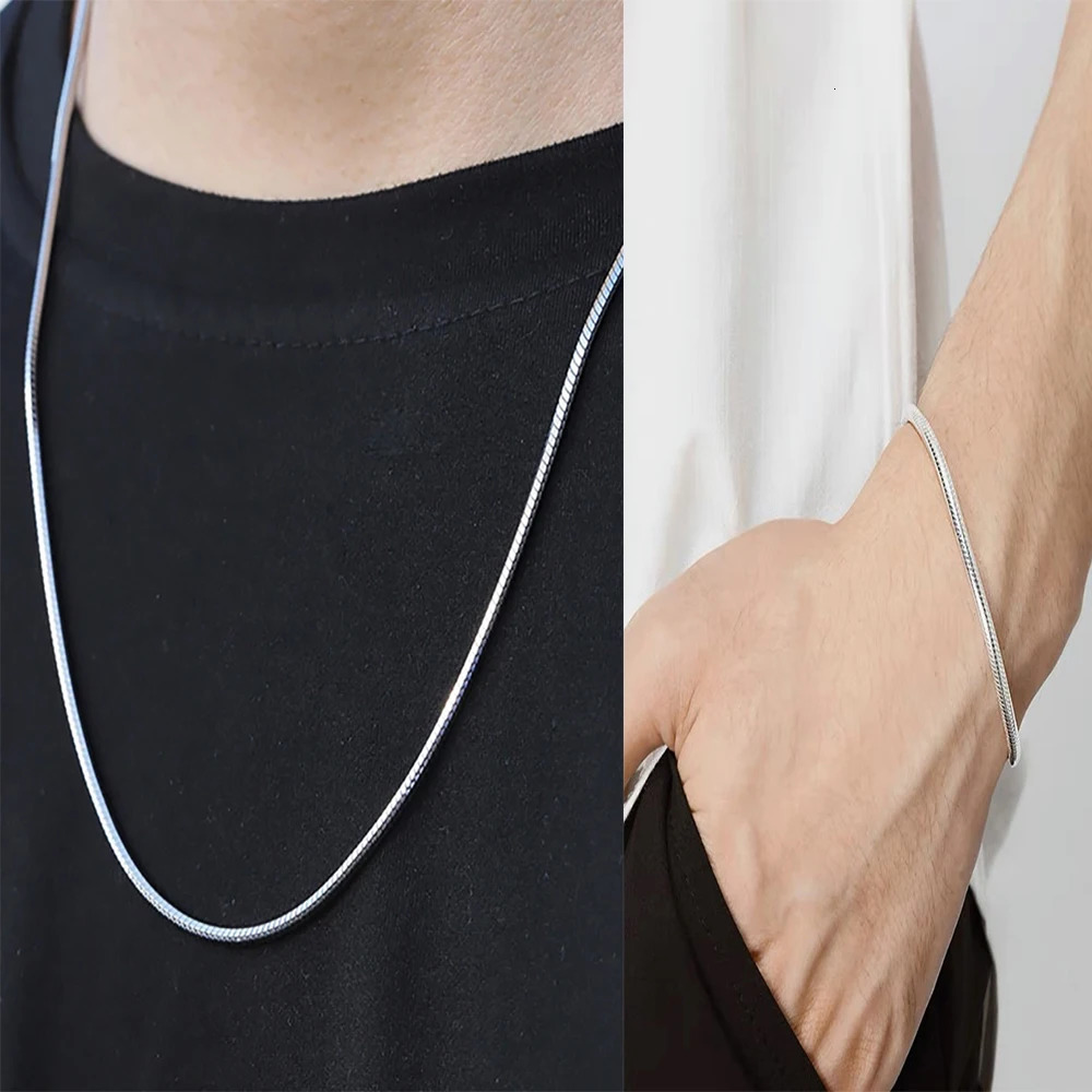 2mm Octagonal Snake Chain S925 Pure Silver Mens and Womens Sweater Necklace Bracelet Electroplated Platinum Minimalist Jewelry 250702