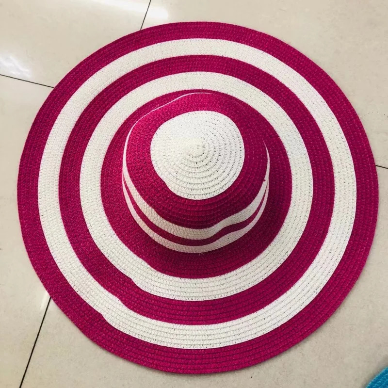Womens Summer Beach Big Edge Korean Style Straw Hats Foldable Elegant Black and White Wide Brim Sun Protection Fascinator Caps 250707