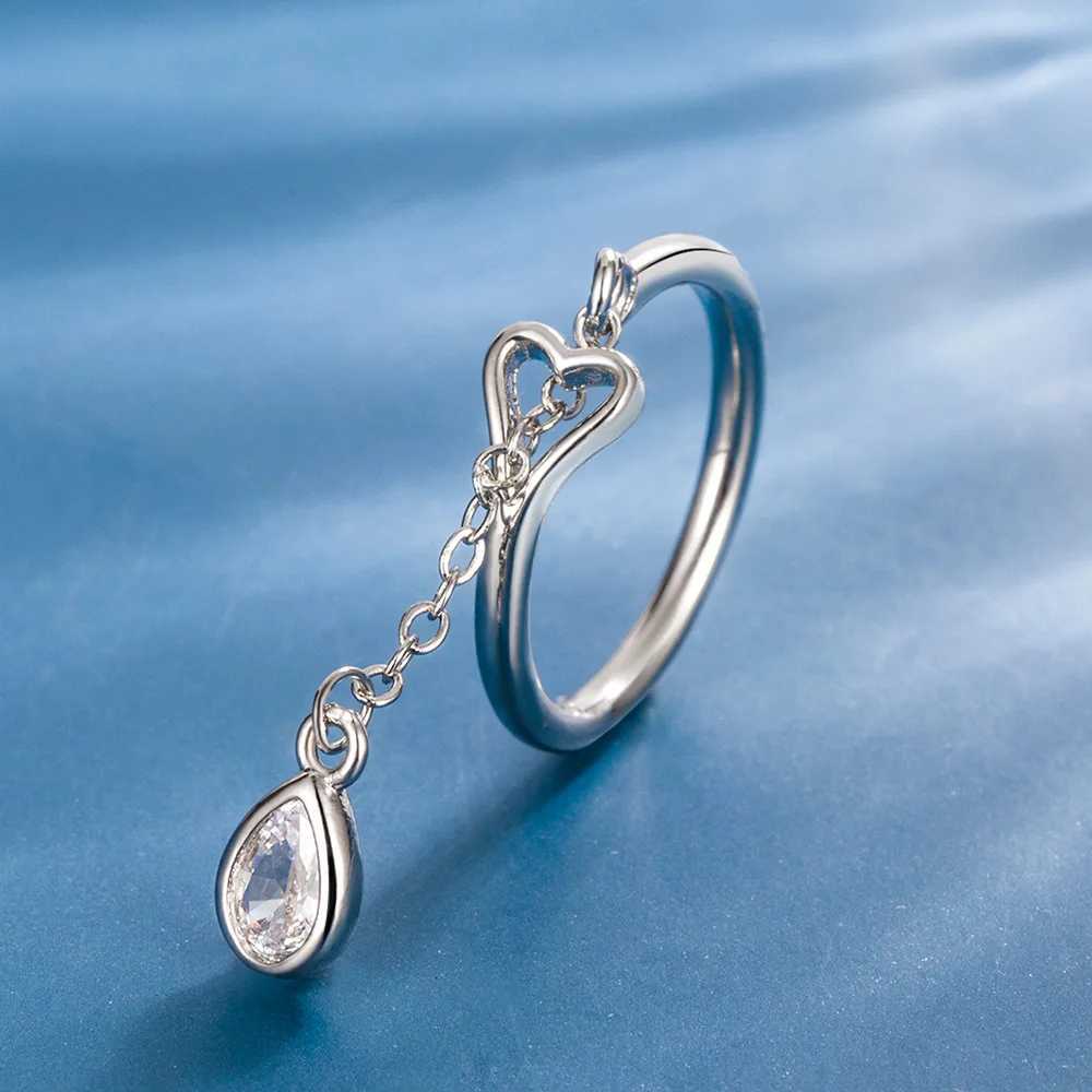 925 Sterling Silver Rings For Women Water Drop PendantAdjustable Ring Luxury Jewelry Accessories Wholesale Jewelry XJ250707