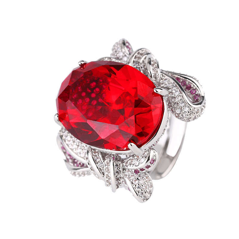 Factory New Ring Jewelry High-End Red Corundum Blue Spinel Open Luxury Fashion Palace Style 374
