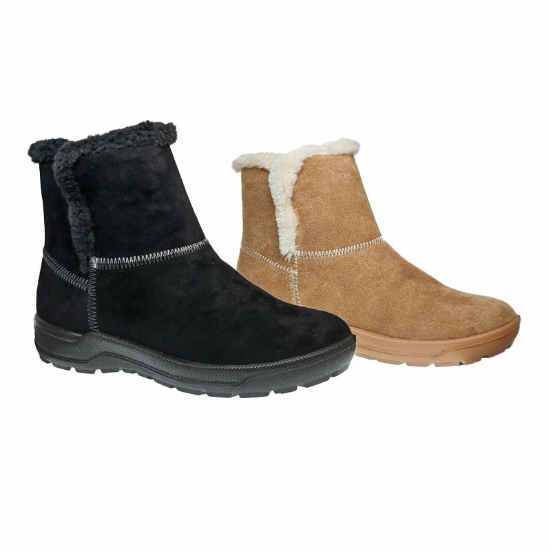 Womens Winter Boots with Fur Lining & Zipper - Warm Ankle Snow Footwear