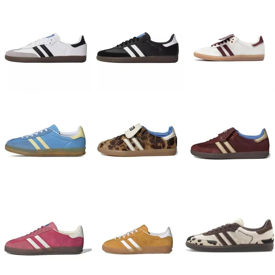 Designer women's shoes T shoes leather stripes men's and women's sports board shoes lovers strawberry bear pink German training shoes