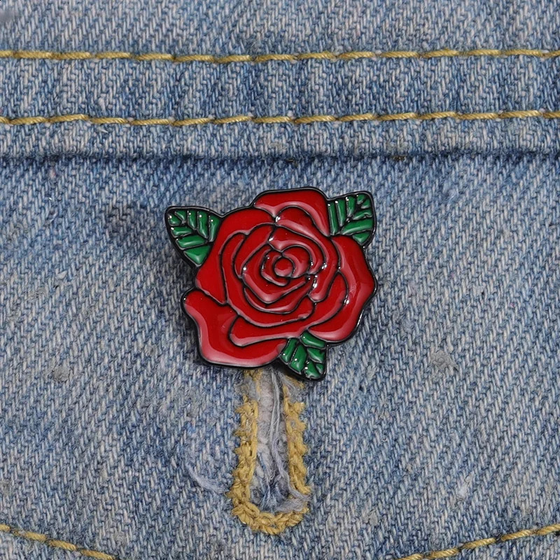 Vintage Rose Flower Enamel Pins Metal Plant Brooches Retro Decorative Pin for Clothes Collar Lapel Badge Wholesale Women Jewelry 250625