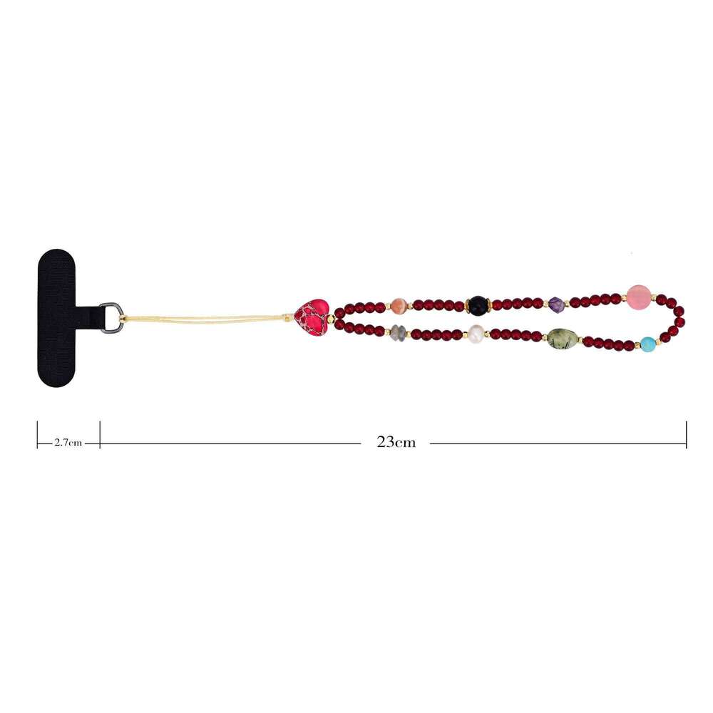 Bohemian Natural Mixed Color Imperial Stone Strap Irregular Bean-Shaped Friendship Jewelry Charm Phone Chain
