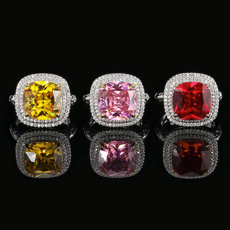 New Huayoumei Jewelry Ring Copper Material Imitation Red Corundum Women's High-End Fashion Versatile 9E2