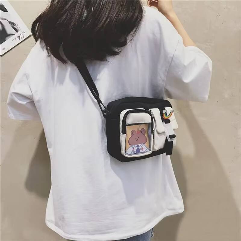 Japanse Style Kawaii Girls Student Small Nylon Mutipockets Transparent Crossbody Bags Women New Shoulder Bag Bolsa Mujer ddmynov