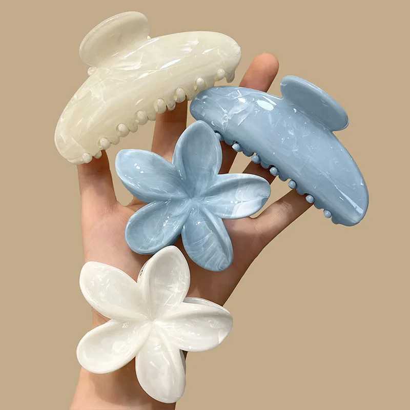Korean Hawaiian Flower Crab Hair Clips Female Fashion Plastic Shark Hair Claw Hairpin Barrettes For Girls Beach Hair Accessories Z250707