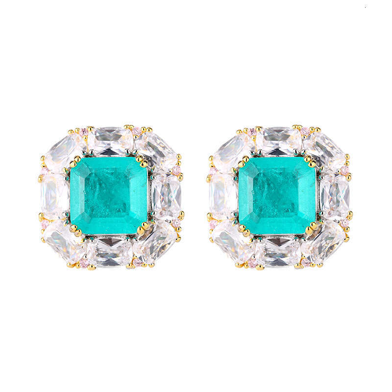 New Style Jewelry Set Paraiba Pink Zircon Cubic Elegant High Stud Earrings Ring 630