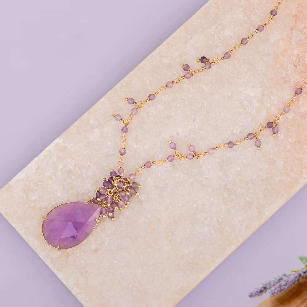 Fashion Simple Style Natural Bohemian Elegant Agate Stone Amethyst Necklace Out of Stock