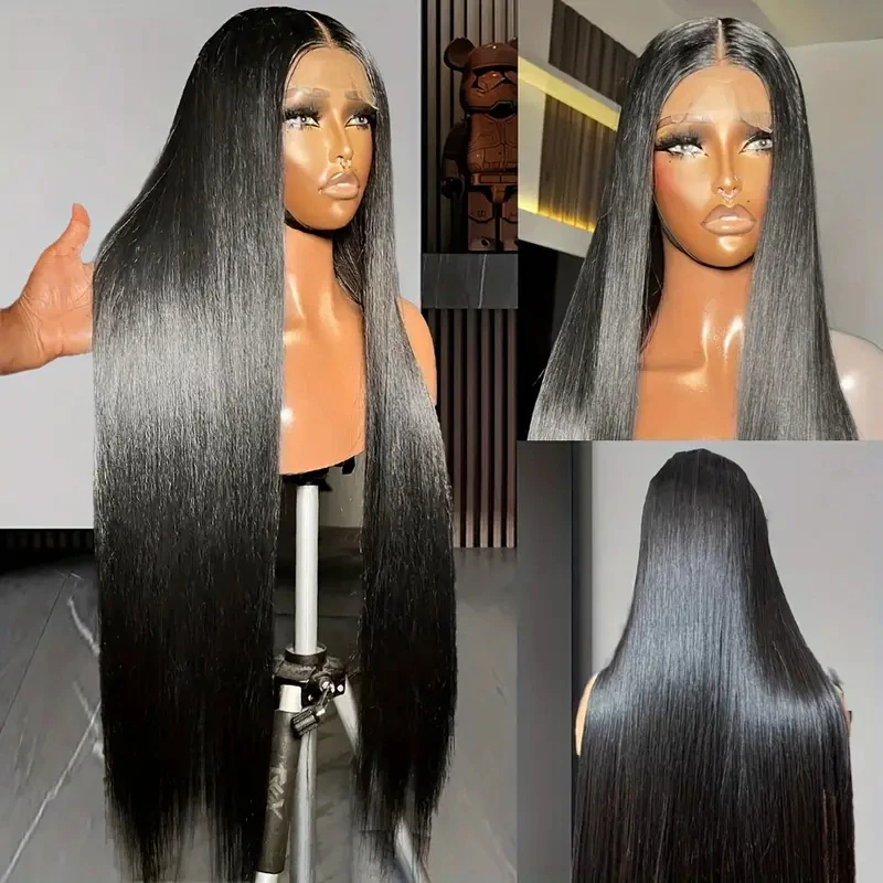 13x4 HD Lace Front Wig Simular to Really Human Hair Wigs 250% Reddish 32 Inch Bone Straight Frontal Synthetic Pre Plucked Long Hair Wigs For Women HD 
