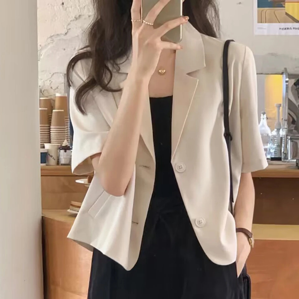 Summer Blazer Simple Leisure Loose Korean Style Youth Single Breasted Ladies Temperament Fashion Classic 250625