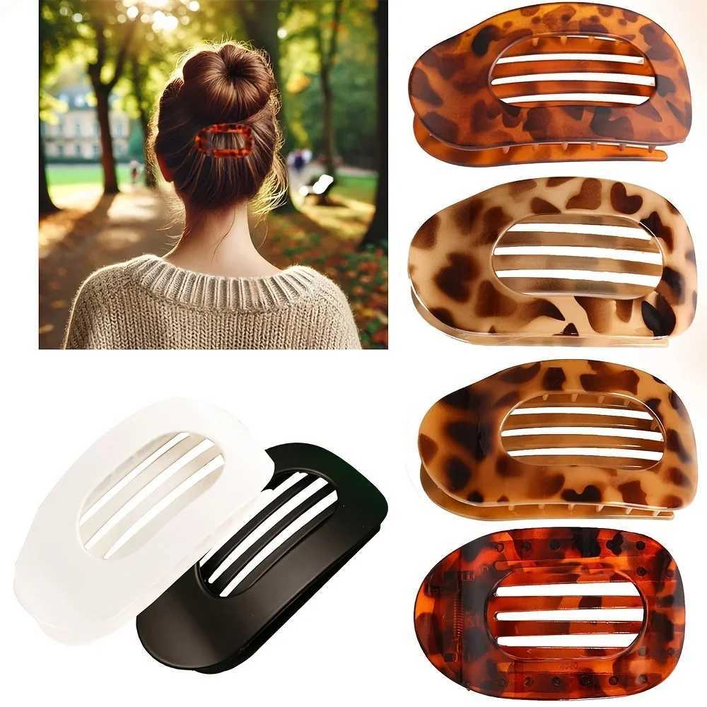 4Pcs/Set New Elegant Matte Acrylic Rounded Duckbill Hair Clips for Women Fashion Solid Color Plastic Hairpin Hair Accessories Y250707