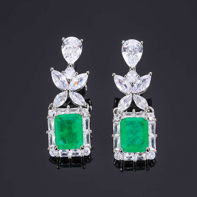 Jewelry Zircon S Sier Needle Stud Earrings For Women Fashion Paraiba Pink Accessories High-End Feel F5d