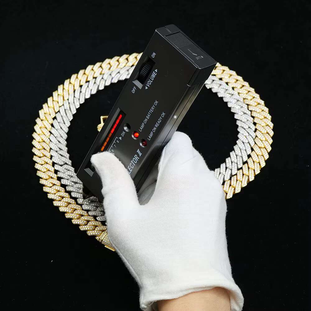 Top Fashion High Quality S925 Hip-Hop Jewelry Gold Plated 14mm Prong Link Cuban Moissanite Cuban Chain Necklace for Wholesale
