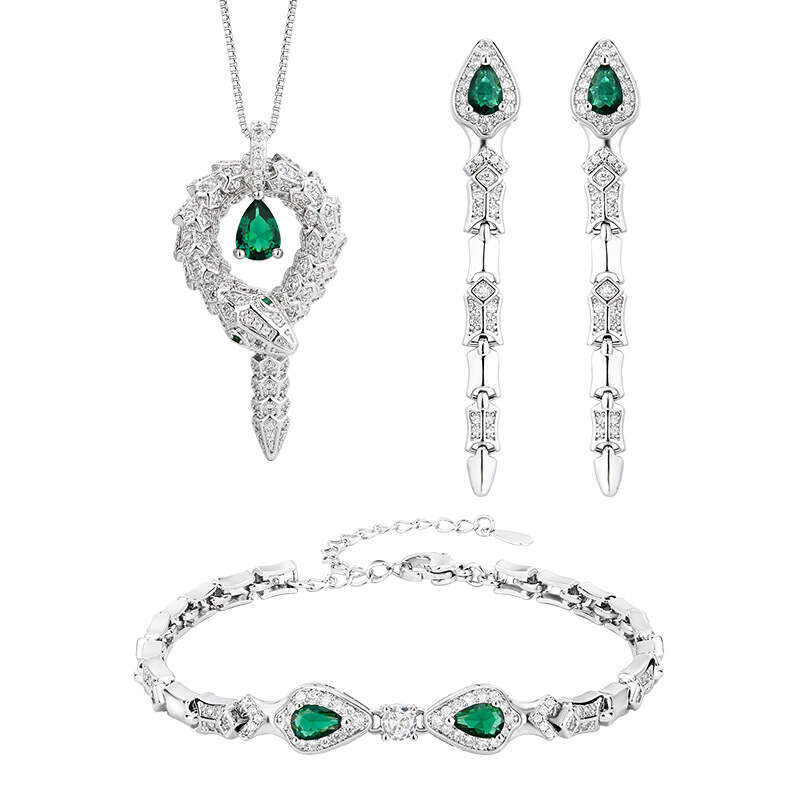 Huayoumei Jewelry Set Earrings Bracelet Clavicle Chain Snake Women's Fashion Light High-End Feel C62